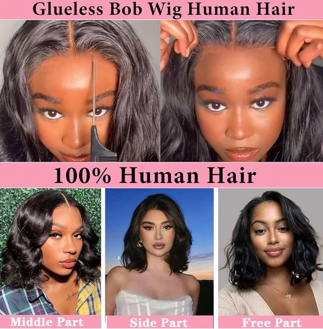 2Trendy Body Wave Bob Human Hair Wig - 13x4 Preplucked Lace Frontal