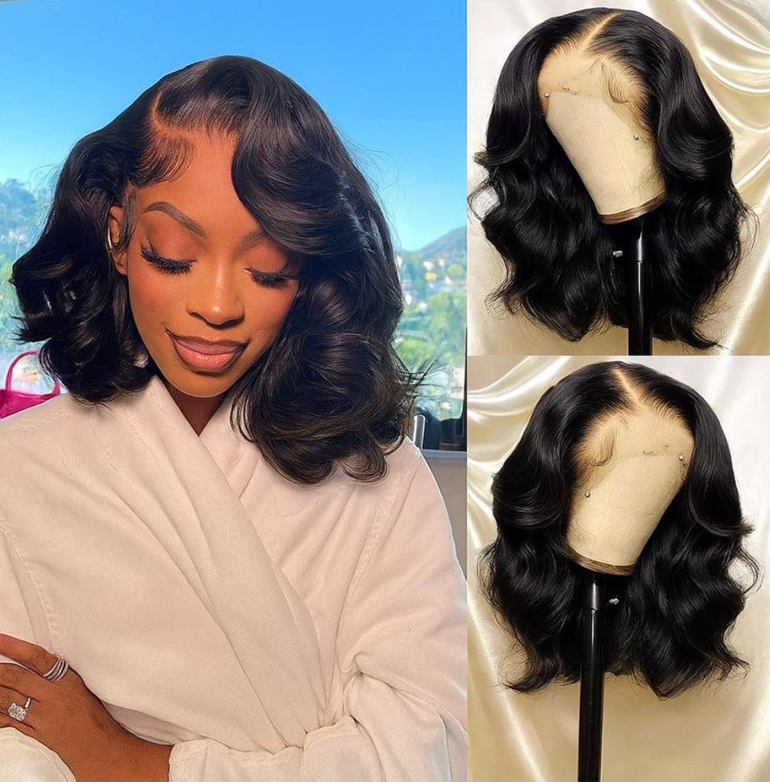 2Trendy Body Wave Bob Human Hair Wig - 13x4 Preplucked Lace Frontal
