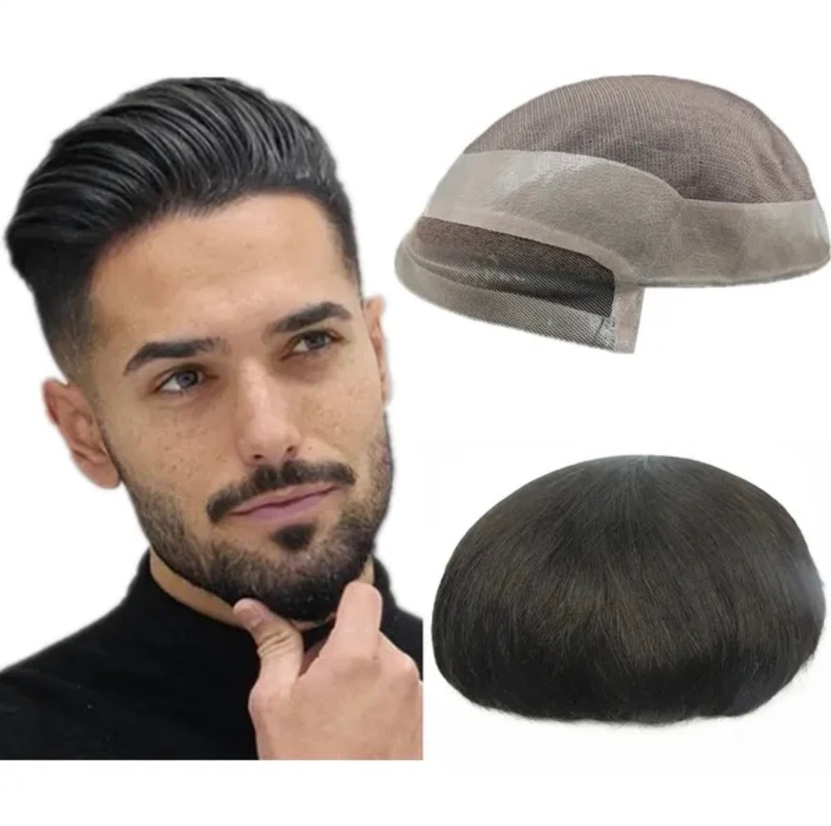 Durable Fine Mono PU Base Natural Hairline Toupee/Replacement Unit 100% Man Human Hair Prosthesis Capillary - Various Options Available