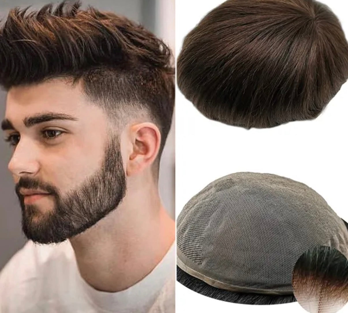 Durable Fine Mono PU Base Natural Hairline Toupee/Replacement Unit 100% Man Human Hair Prosthesis Capillary - Various Options Available