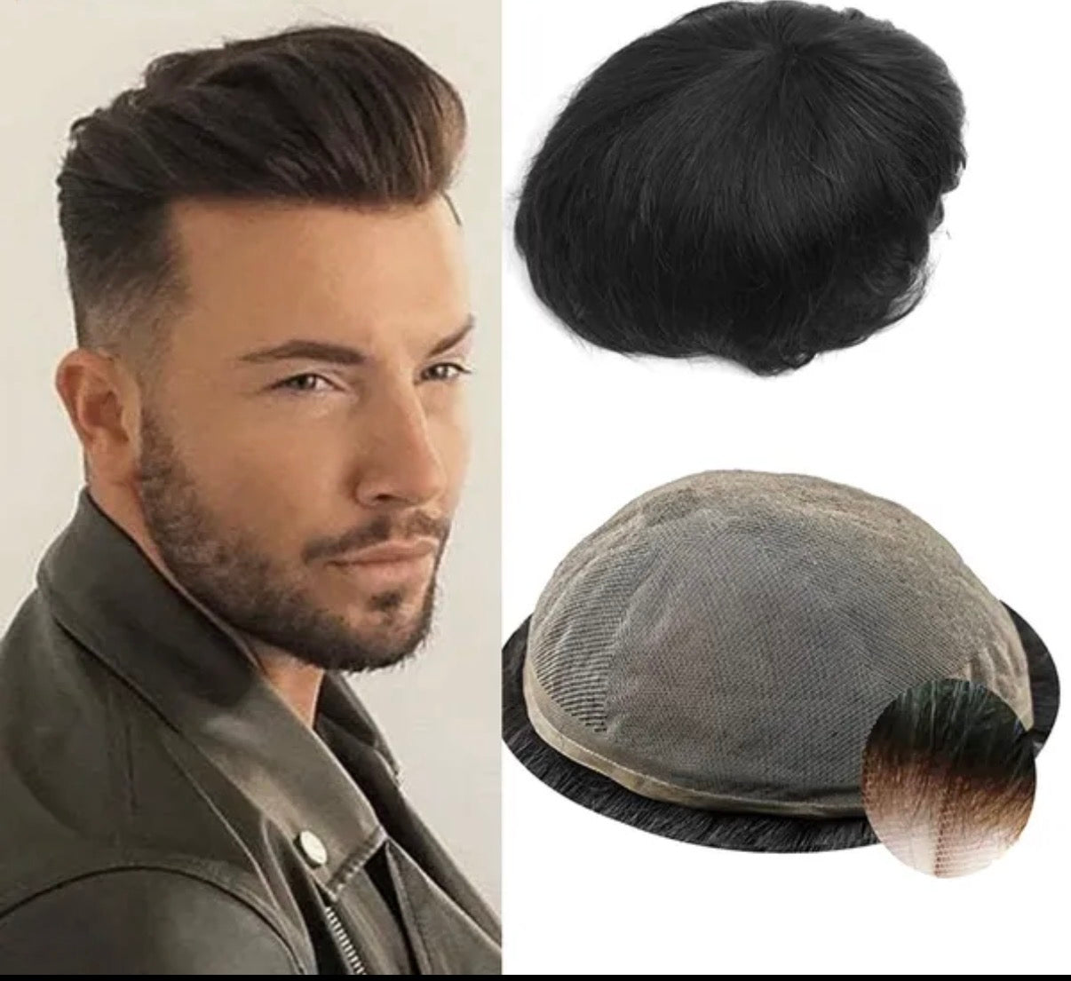 Straight 100% Human Remy Hair V Style Thin Skin Full PU Men's Capillary Prosthesis Frontal - Various Options Available