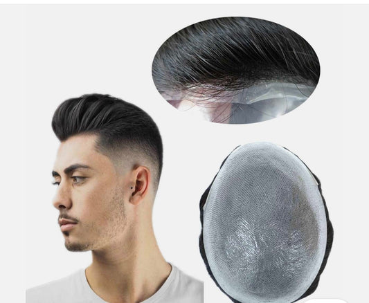 Natural Hairline Hair Replacement System(Toupee) V-loop 0.06-0.08mm PU Base Straight/Wavy - Colors 4, 5 , 6 & 60R Available