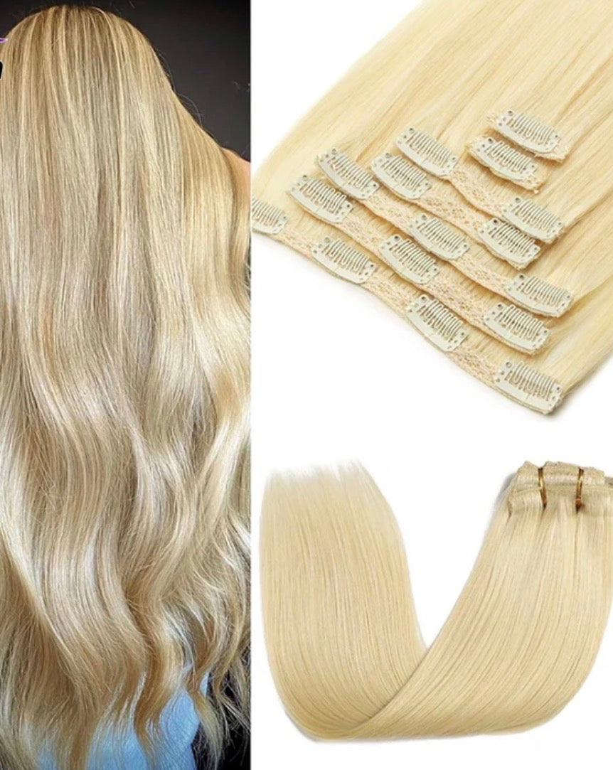 Straight 8pc Clip - In Human Hair Extensions - Various Colors Available