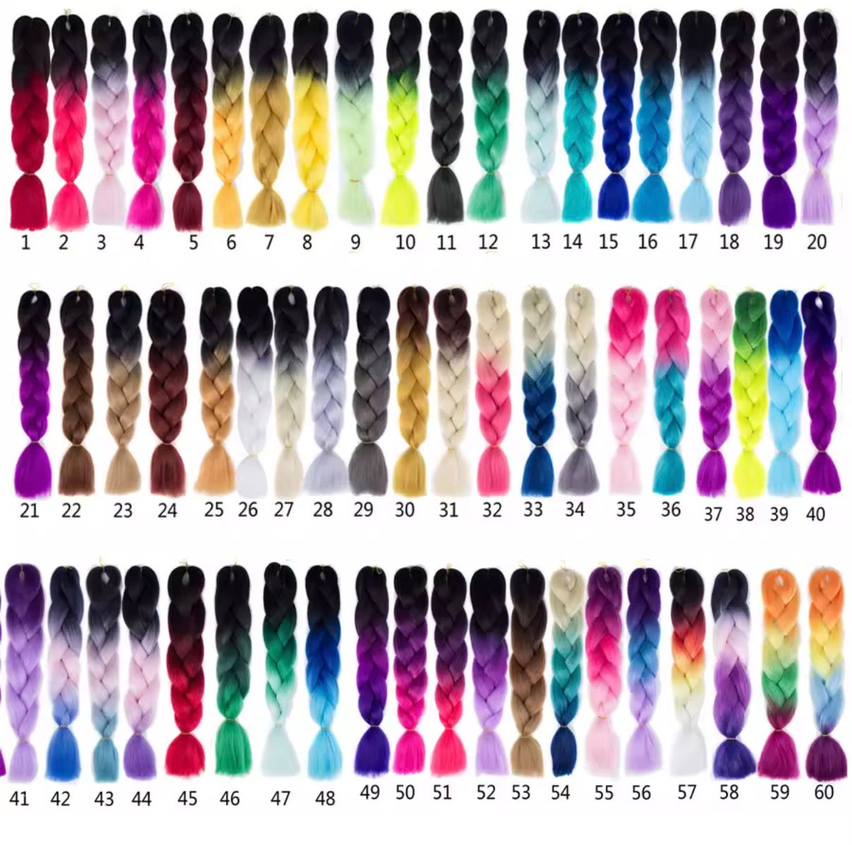 6 Bundles Jumbo Synthetic Braiding Hair - Various Colors Available