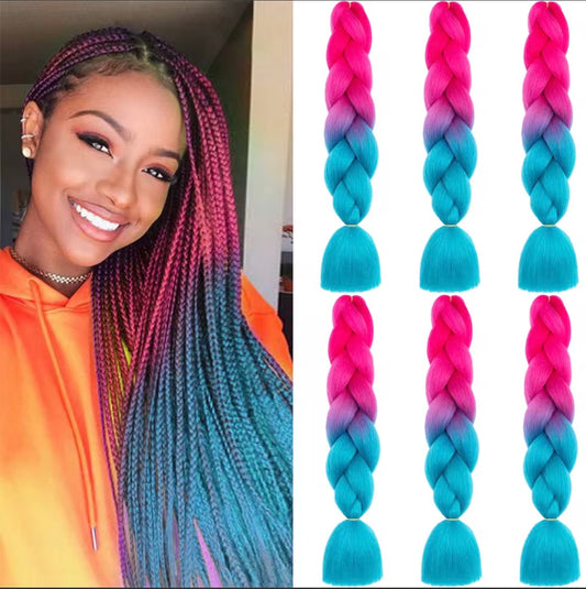 6 Bundles Jumbo Synthetic Braiding Hair - Various Colors Available