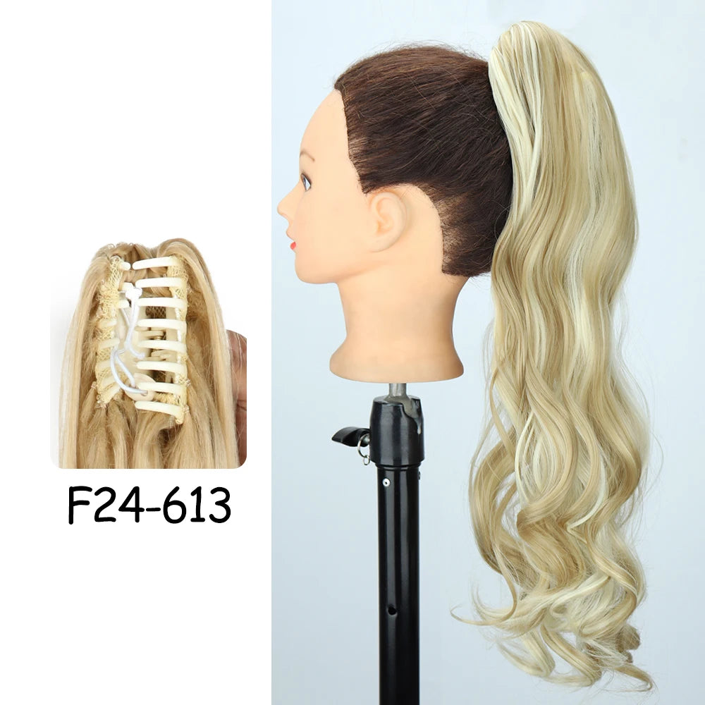 Synthetic 24" Long Wavy Claw Clip On Ponytail