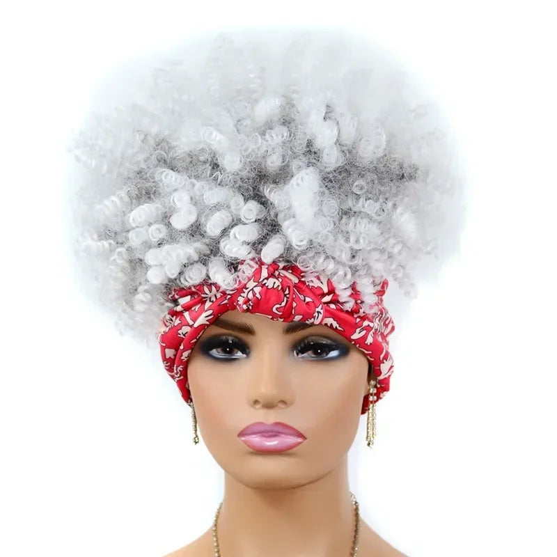 Synthetic Short Kinky Curly Headband Wigs - Various Colors Available