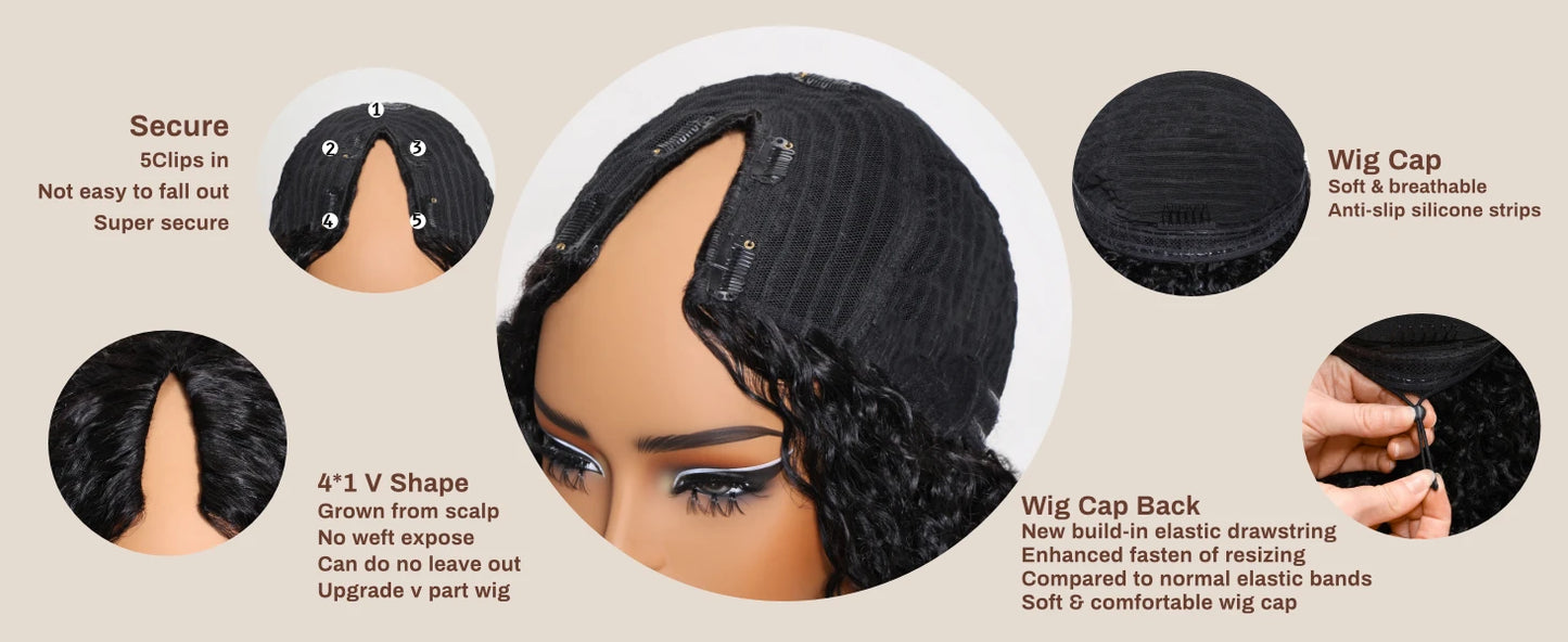 Ombre Body Wave - Human Hair V Shape & U Part Wig No Sew In Clip In Half Wig