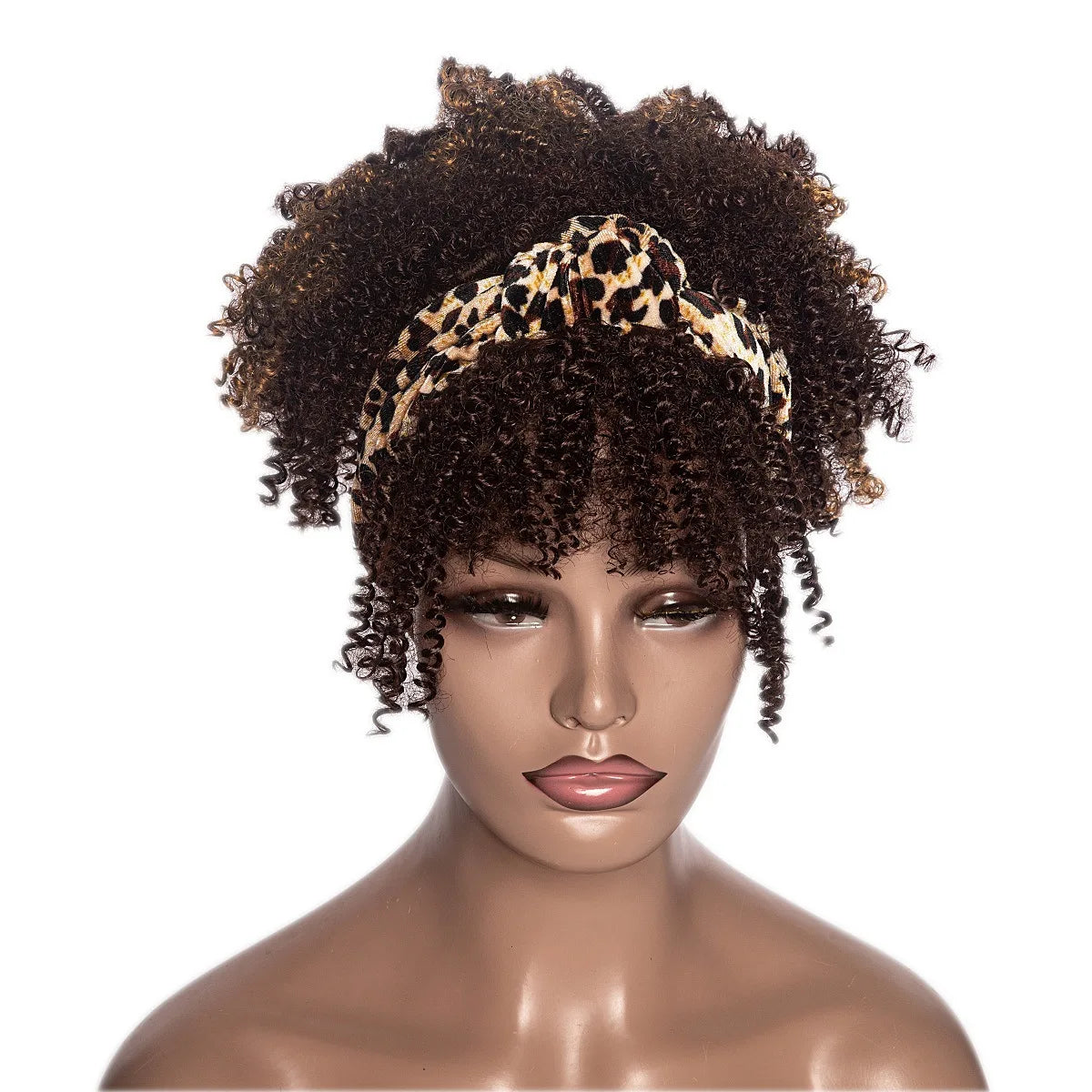 Headband Kinky Curly Synthetic Wigs with Bangs - Various Headband and Hair Colors Available
