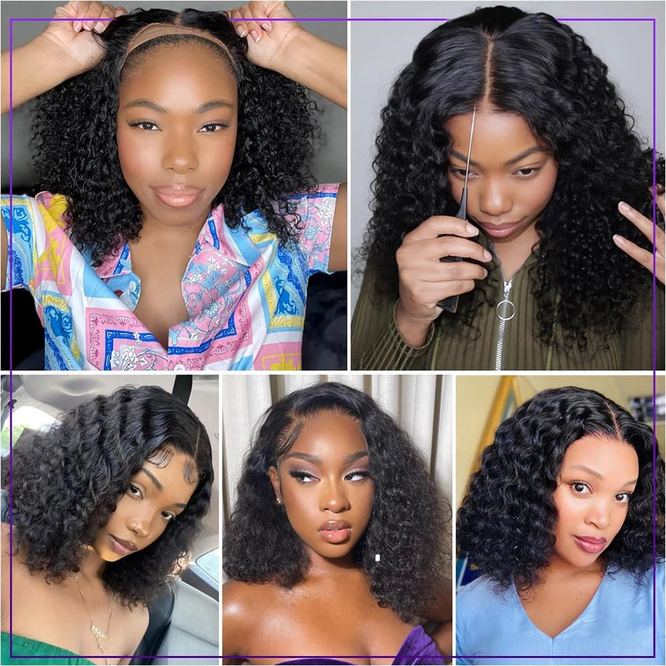 Deep Water Wave Curly Bob - Transparent Lace Frontal Glueless Wig
