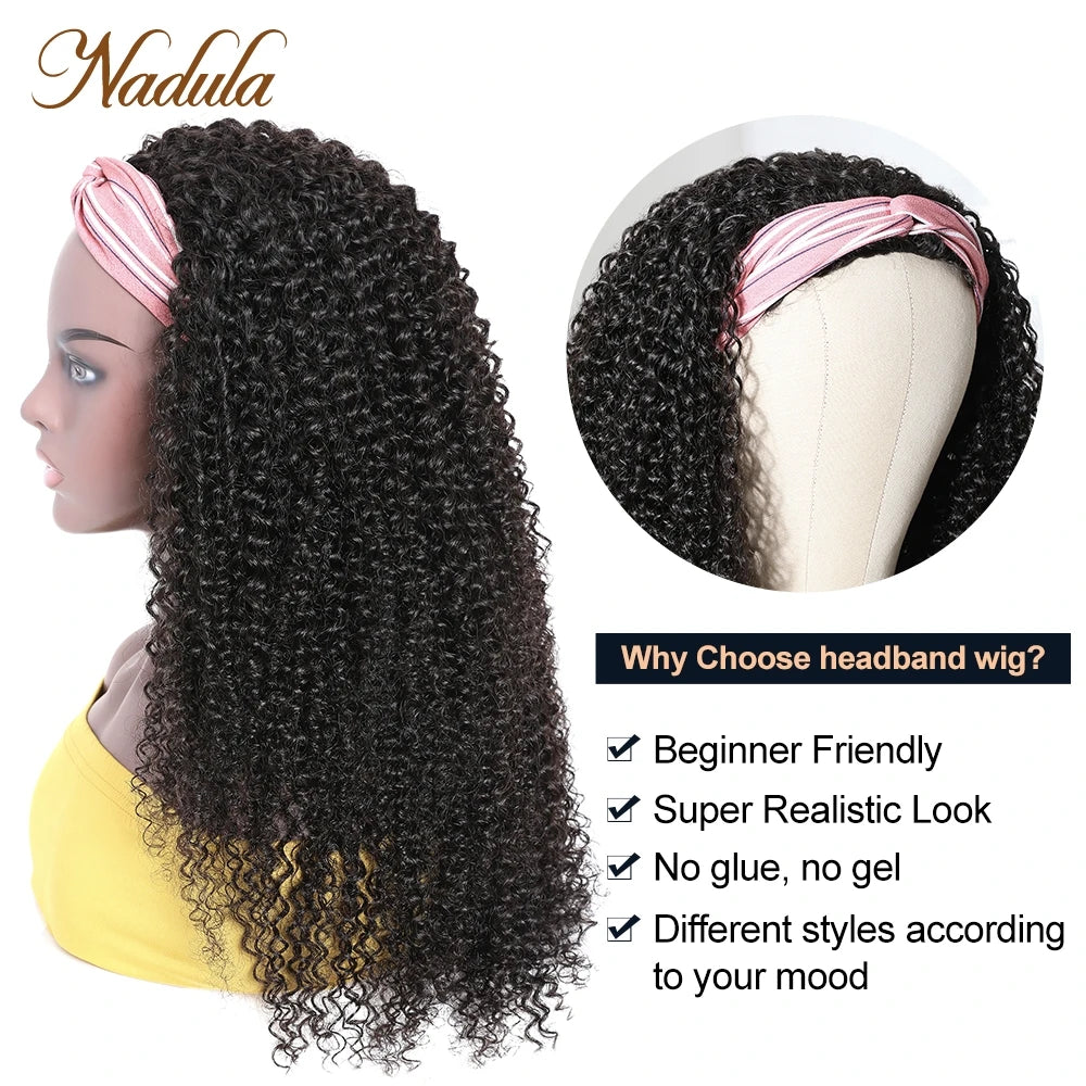 Kinky Curly Human Hair Headband Wig