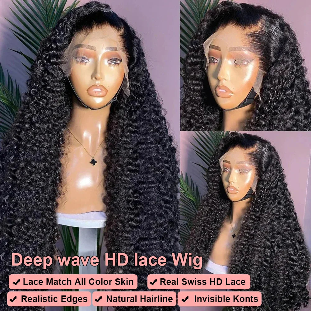 Brazilian Deep Wave Curly - Pre Plucked 360 Lace Front Human Hair Wig