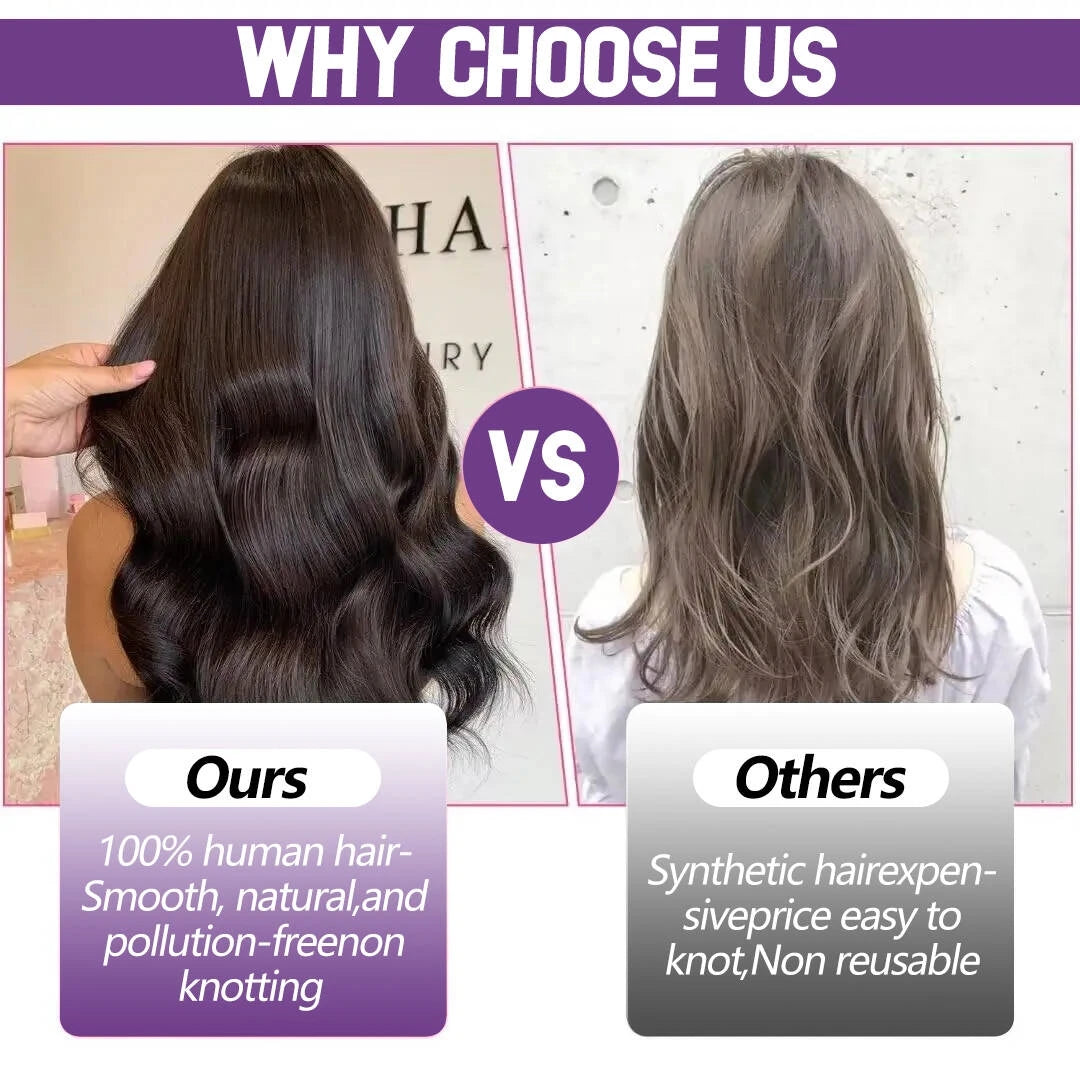 Straight Wrap Around Clip In Human Hair Ponytail, Ombre Highlight #4/27 Colors