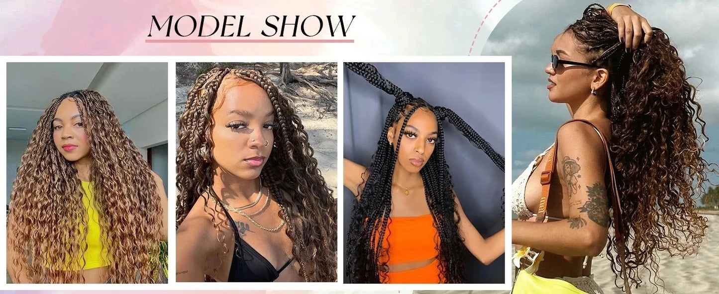 Synthetic Goddess Box Braided Crochet Hair Pre-looped - Various Colors Available