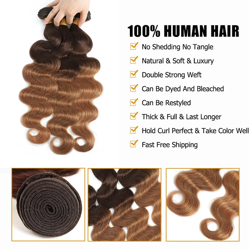 Ombre Body Wave 100% Unprocessed Virgin Brazilian Human Hair