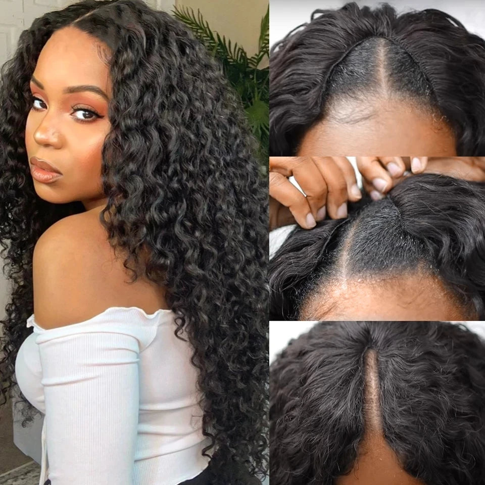 Brazilian Deep Wave - Human Hair No Leave Out Option V & U Part Wigs