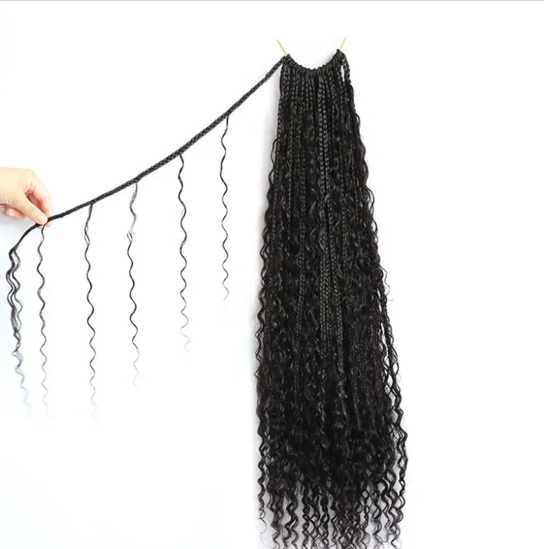 Crochet Boho Curly Human Hair Braids - Pre Looped