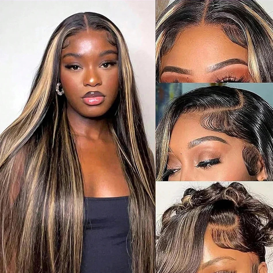 1B/27 Straight Highlight 13x4 HD Lace Frontal Human Hair Wig