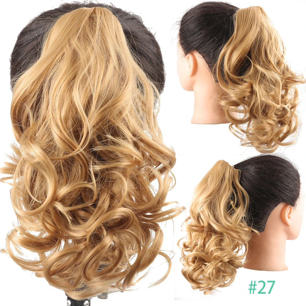 Synthetic Claw Clip In Short Curly Ponytails
