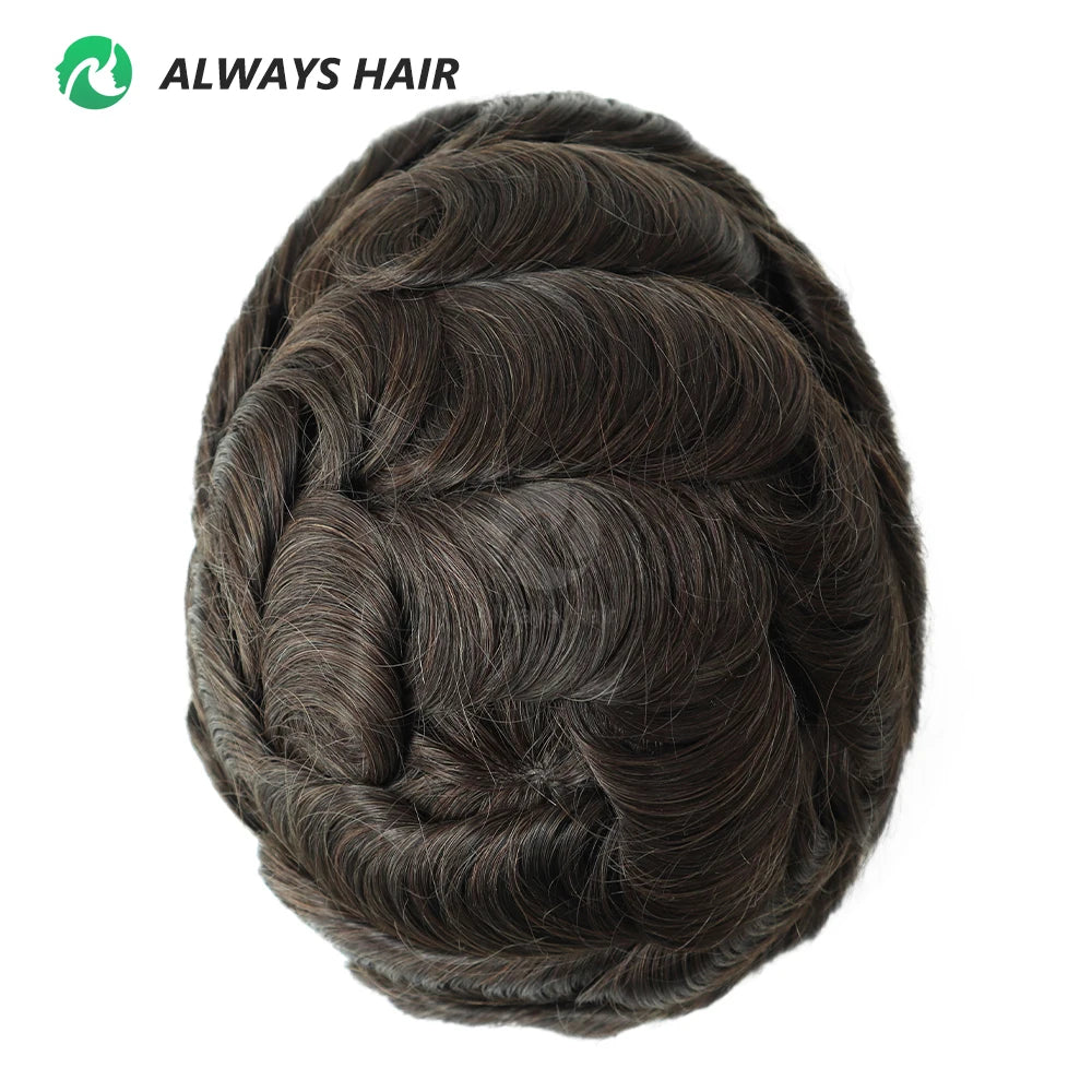 130% Density Indian Human Hair 0.10-0.12 Thickness Skin Men's Capillary Prothesis - Various Options Available