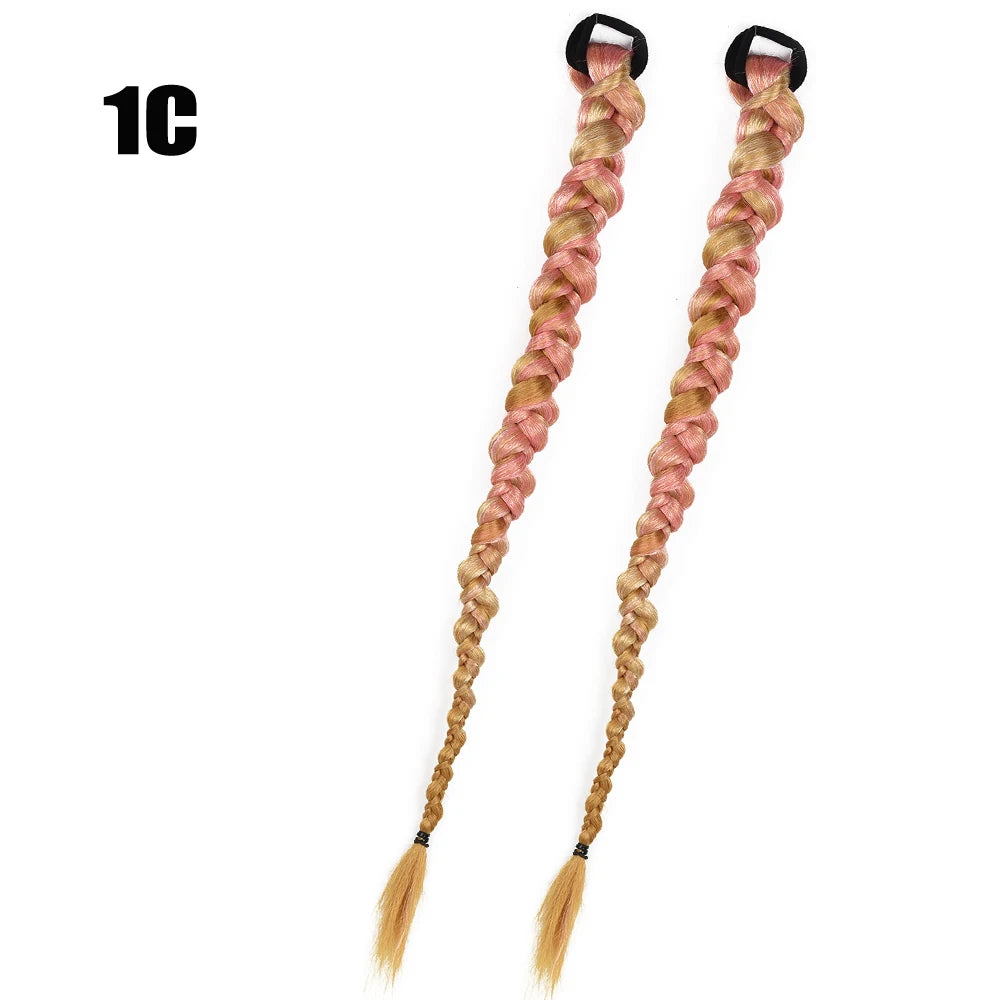 French Twist Braided Synthetic Chignon Ponytail With Hair Tie