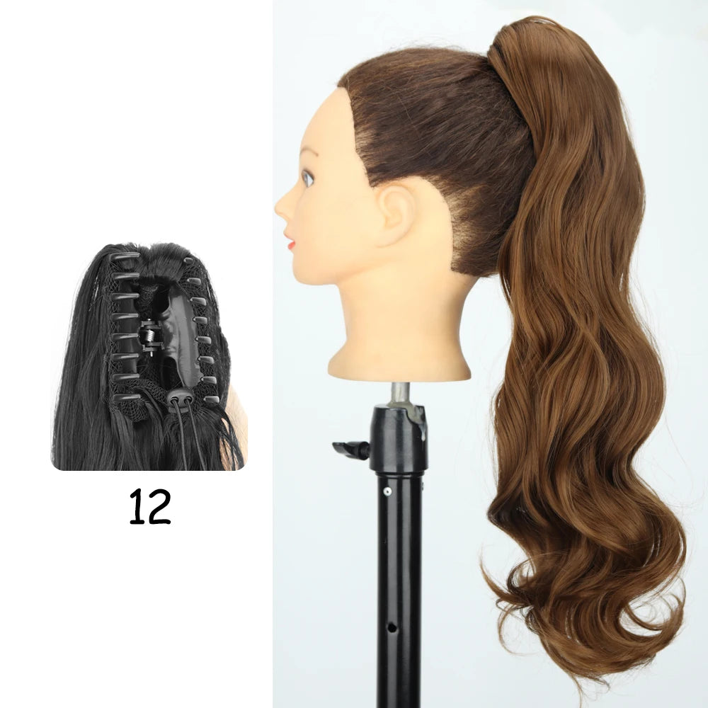 Synthetic 24" Long Wavy Claw Clip On Ponytail