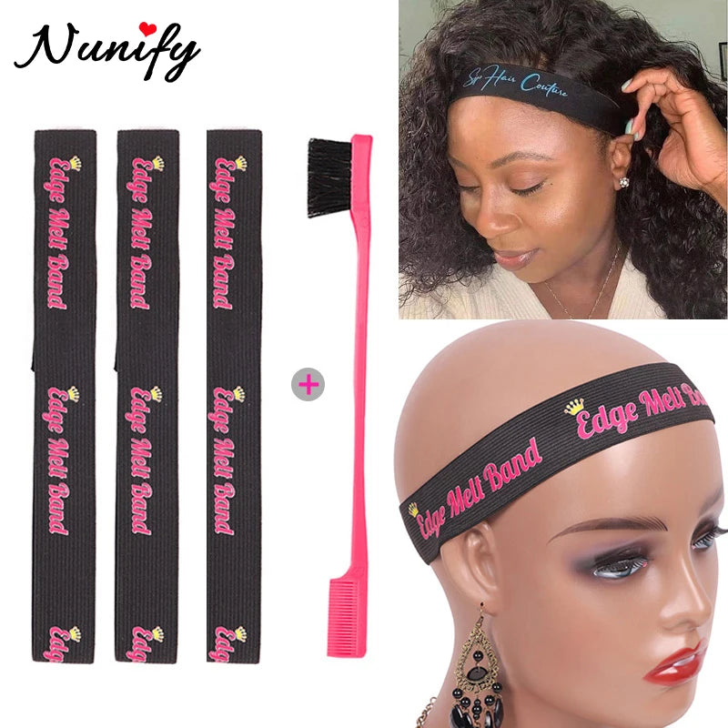 3PC Elastic Melting Lace Headband With Edge Brush/Comb