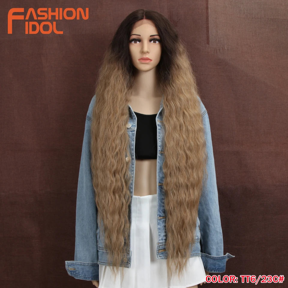 Water Wave 42 Inch Lace Front Synthetic Wigs - Various Colors Available