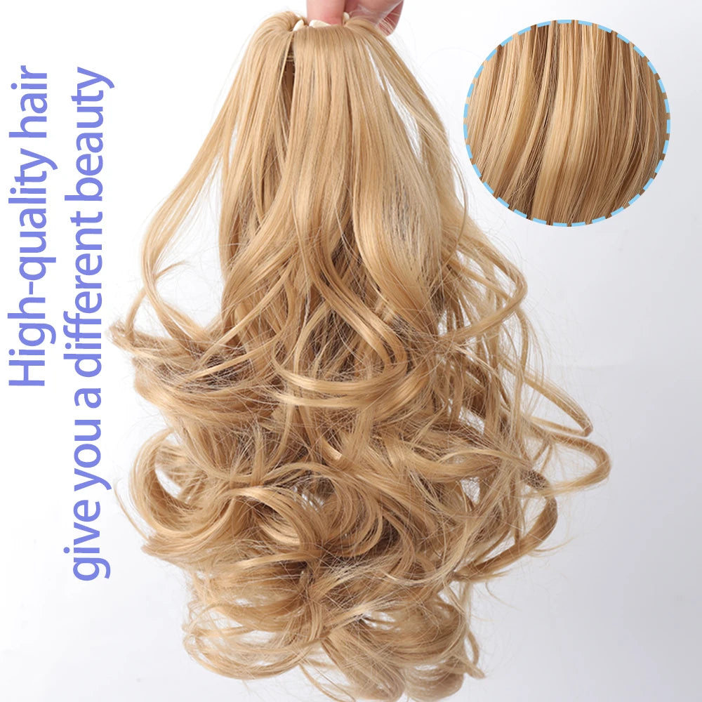 Synthetic Claw Clip In Short Curly Ponytails