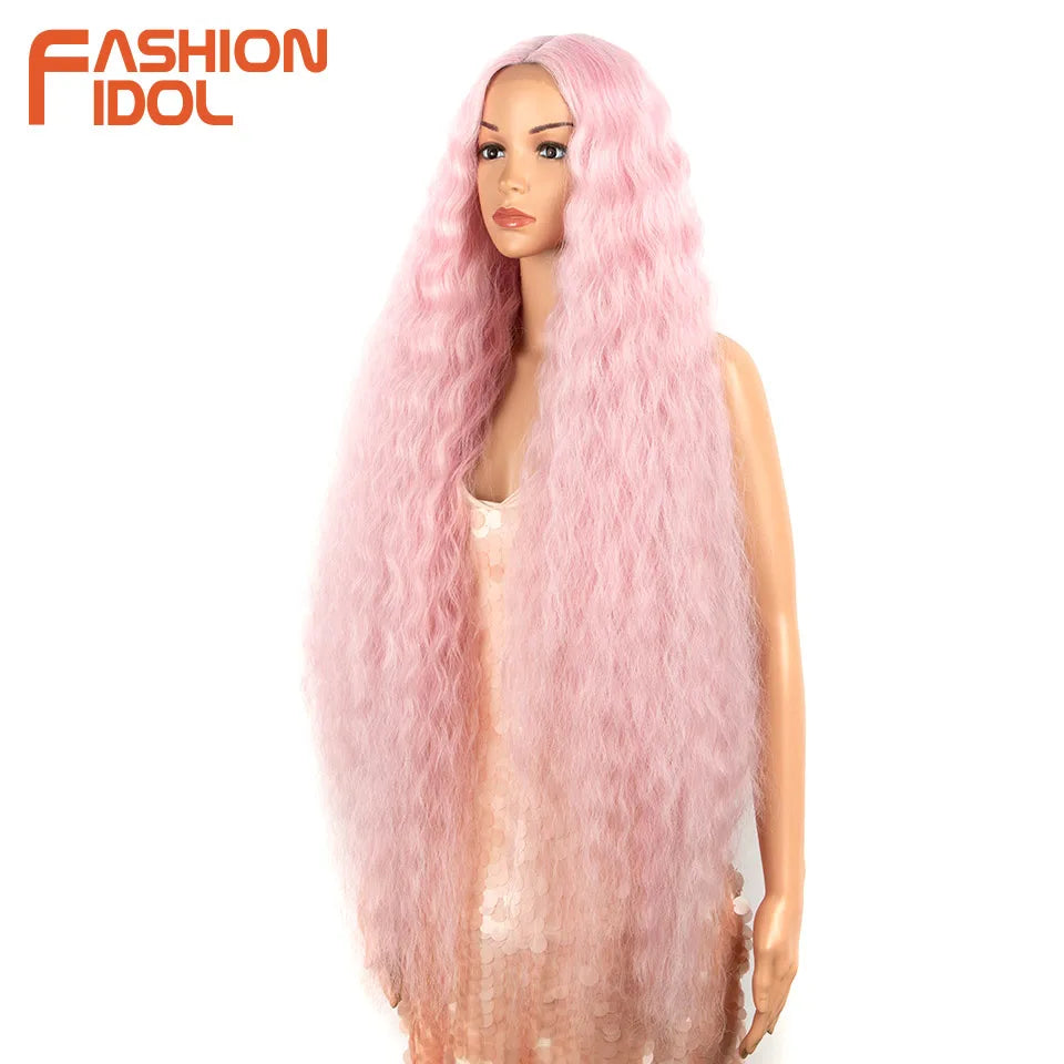 Water Wave 42 Inch Lace Front Synthetic Wigs - Various Colors Available
