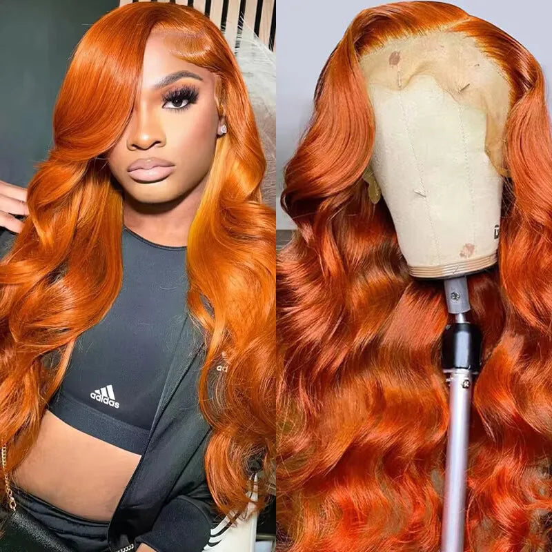 Ginger Orange Body Wave - Pre Plucked HD Transparent Lace Frontal Human Hair Wig