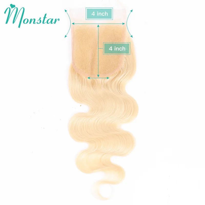 613 Blonde Body Wave HD Lace Frontal or Closure PrePlucked Brazilian Remy Human Hair - Various Options Available