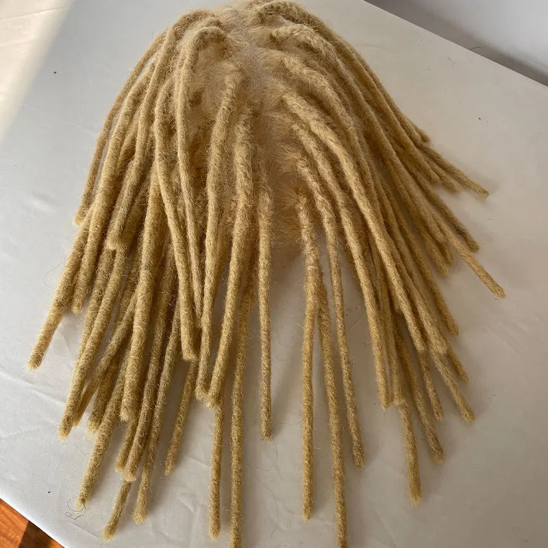 Full French Lace Base Afro Dreadlock 12Inch Toupee Human Hair System Hair Prosthesis