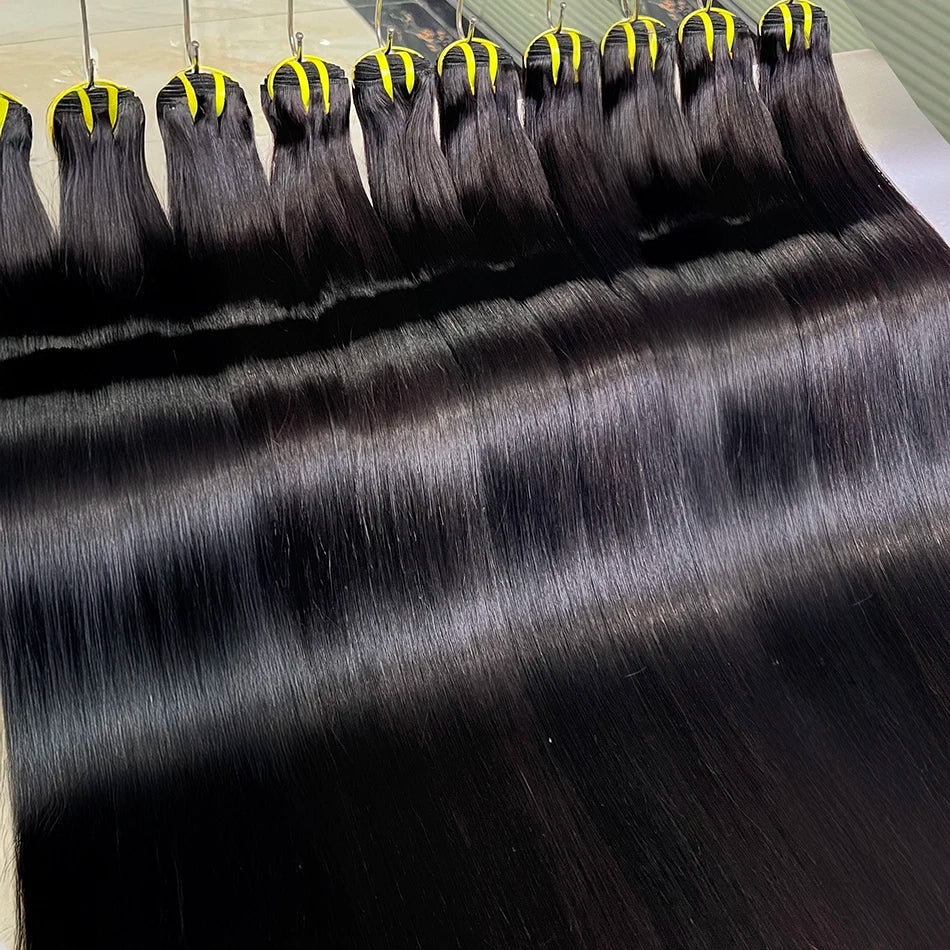 Bone Straight Human Hair Bundles 12A Grade 100% Unprocessed Raw Vietnamese Virgin Weft #1B Natural Black