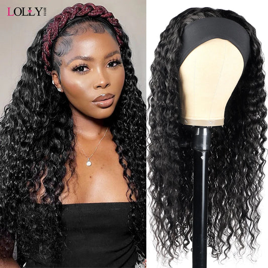 Kinky Curly Human Hair Headband Wig