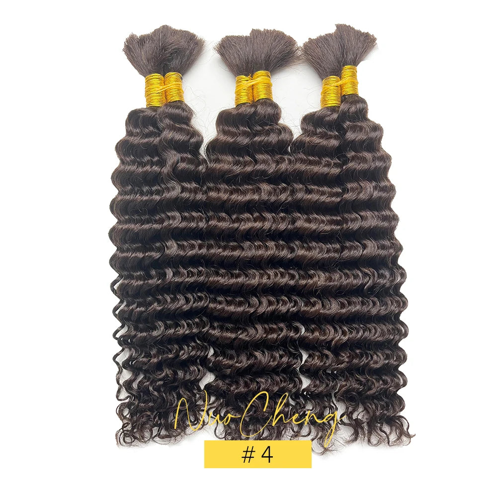 Deep Wave Bulk Human Hair for Braiding - Various Colors Available