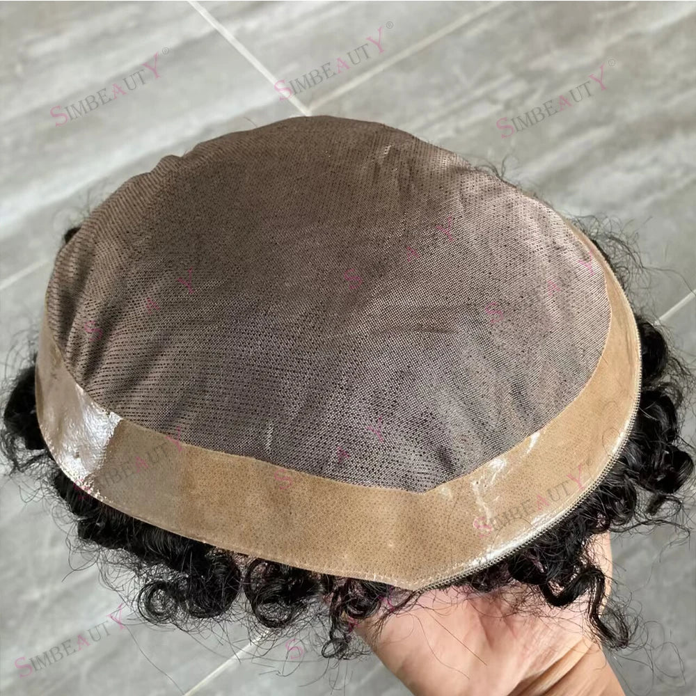 8mm Kinky Curly Mono Lace with PU 100% Human Hair Unit