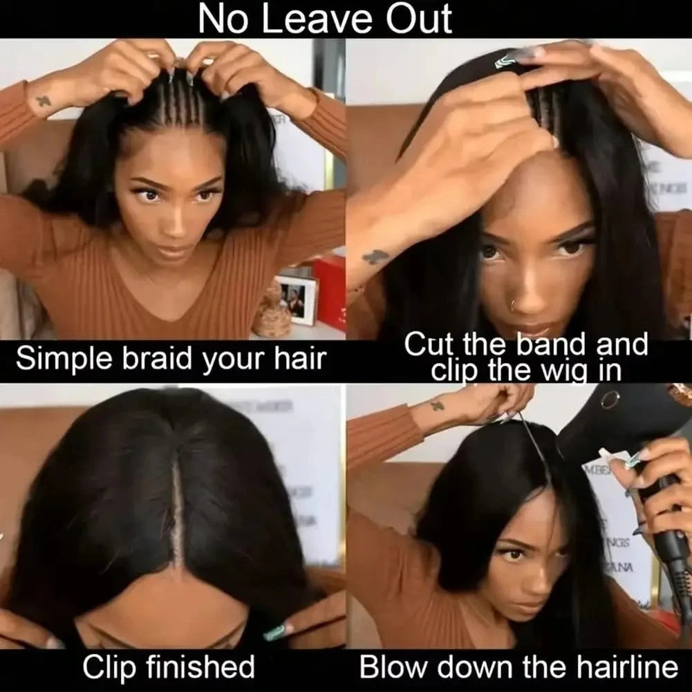 Straight U & V part Human Hair Wigs