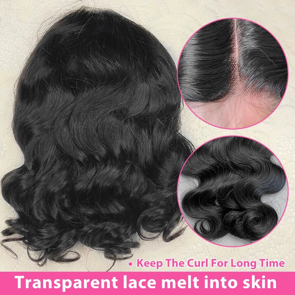 Short Body Wave Bob - Glueless HD Transparent Lace Frontal Human Hair Wig