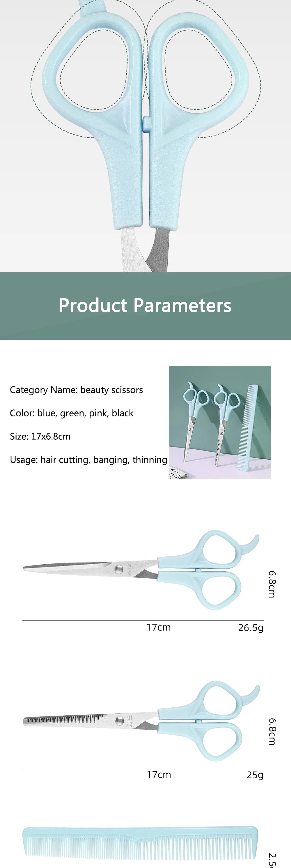 3Pc Salon Hairdressing Scissor Shear Set