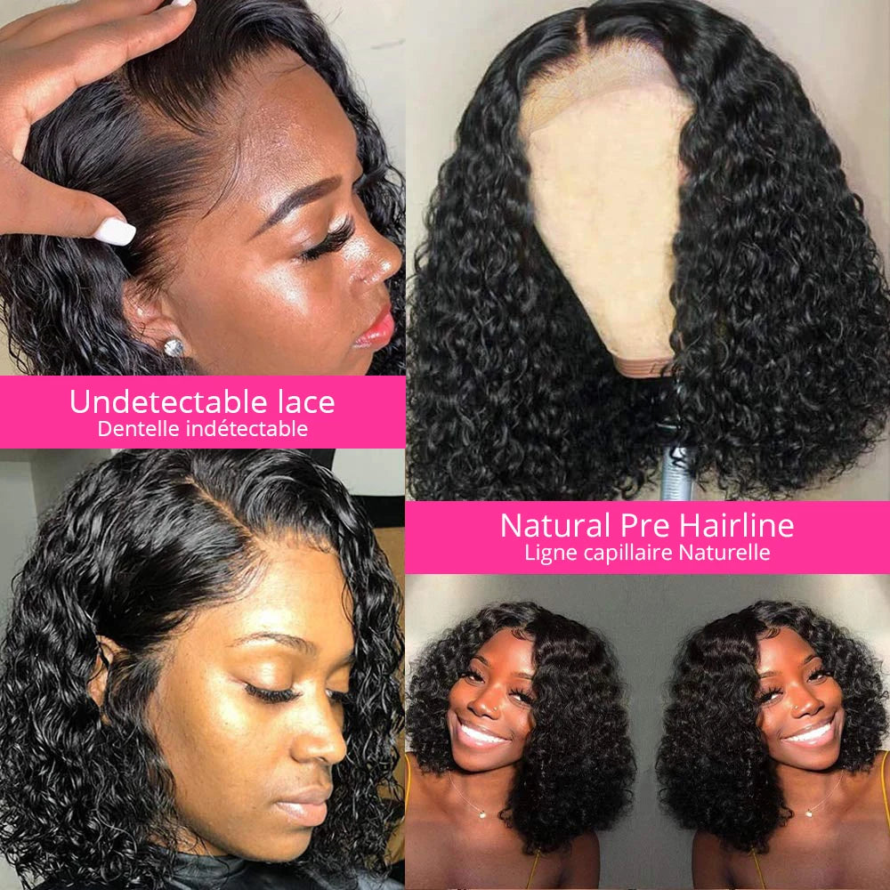 Deep Water Wave Curly Bob - Transparent Lace Frontal Glueless Wig