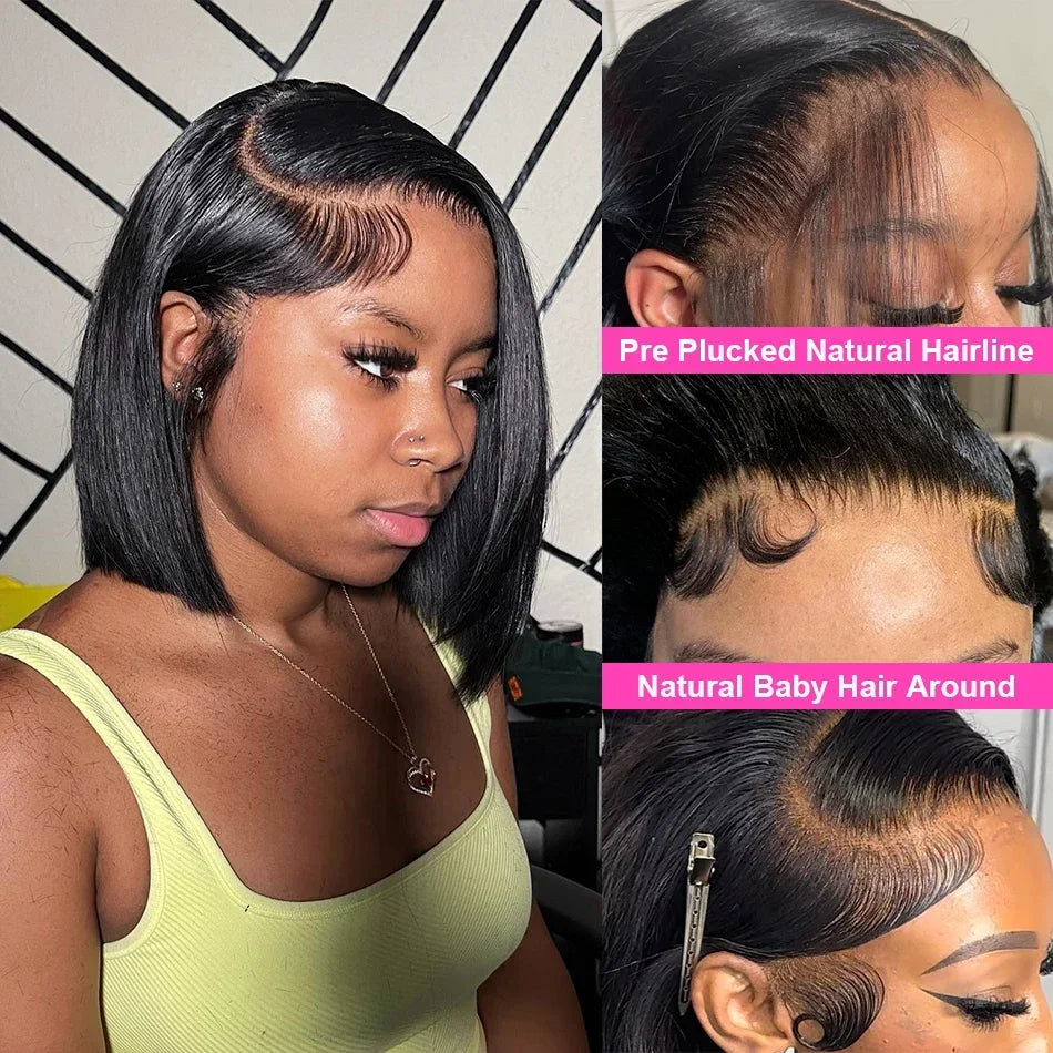 Bone Straight Short Bob - HD Lace Frontal Human Hair Wig