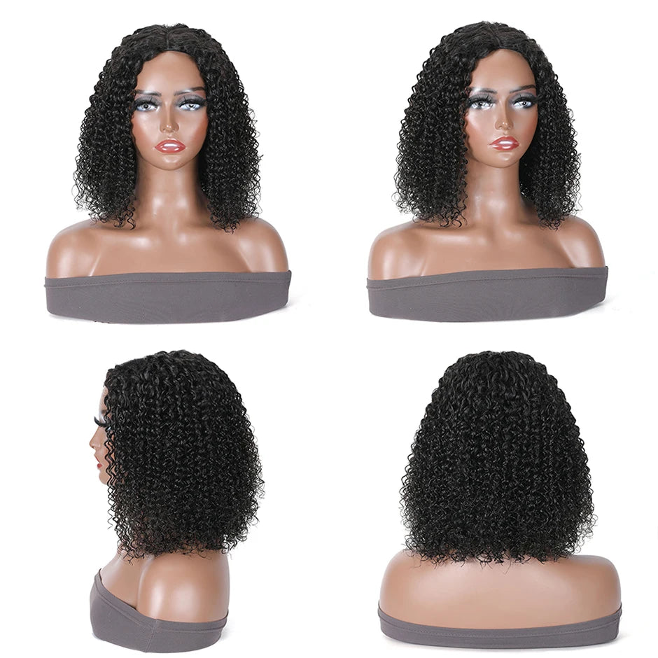 Curly Bob V Part Human Hair Wig
