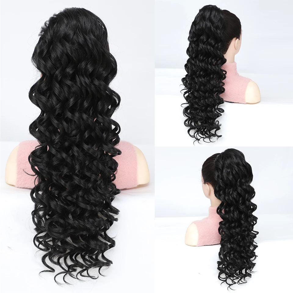 24inch Synthetic Drawstring Curly Ponytail With secure Clip