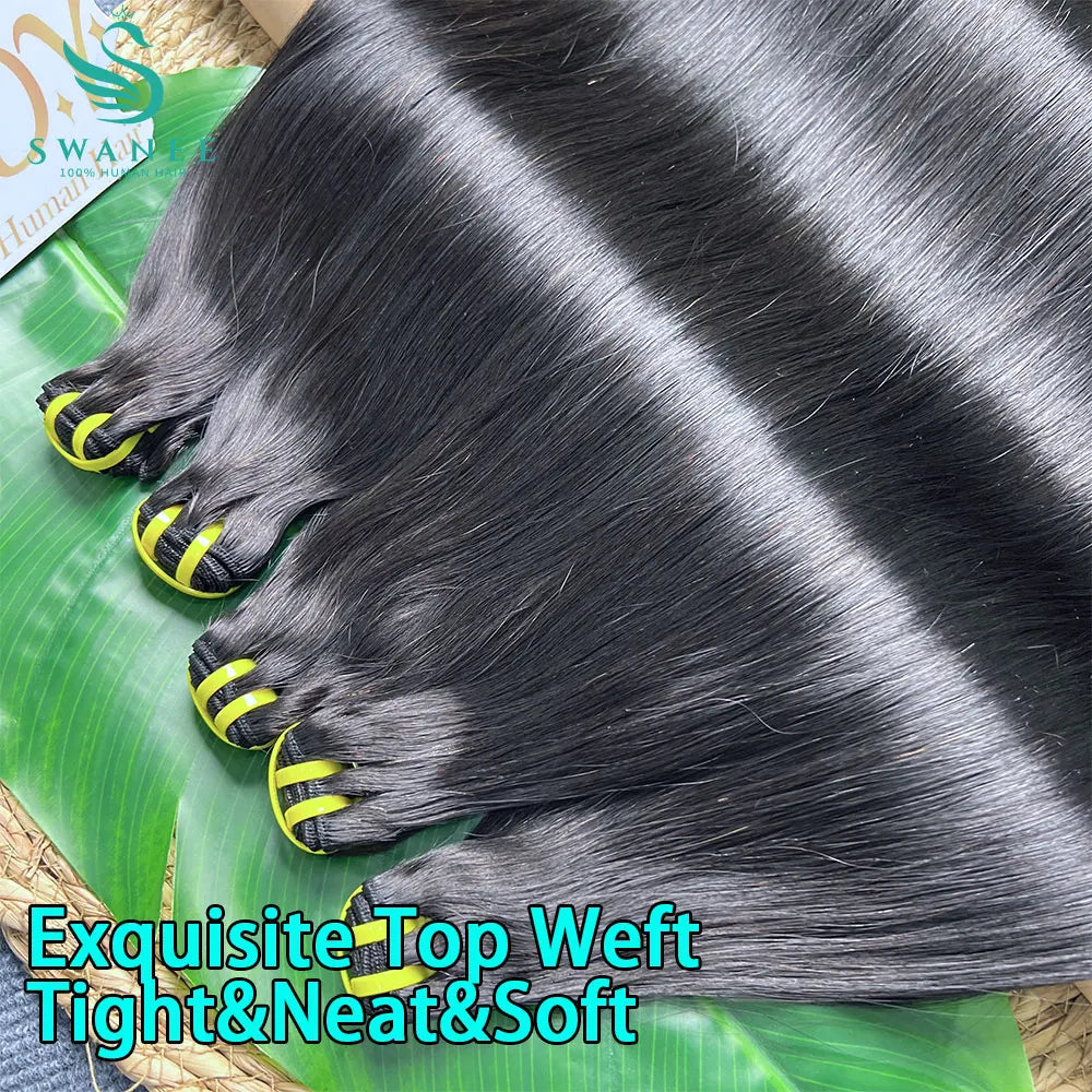 Bone Straight Human Hair Bundles 12A Grade 100% Unprocessed Raw Vietnamese Virgin Weft #1B Natural Black
