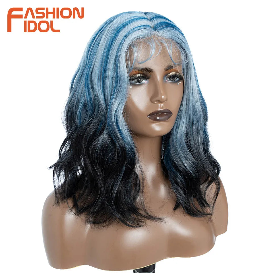 FASHION IDOL 12 Inch Bob Body Wave 13x7 HD Lace Front Synthetic Wigs - Various Colors Available