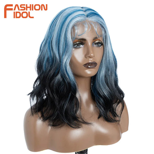 FASHION IDOL 12 Inch Bob Body Wave 13x7 HD Lace Front Synthetic Wigs - Various Colors Available