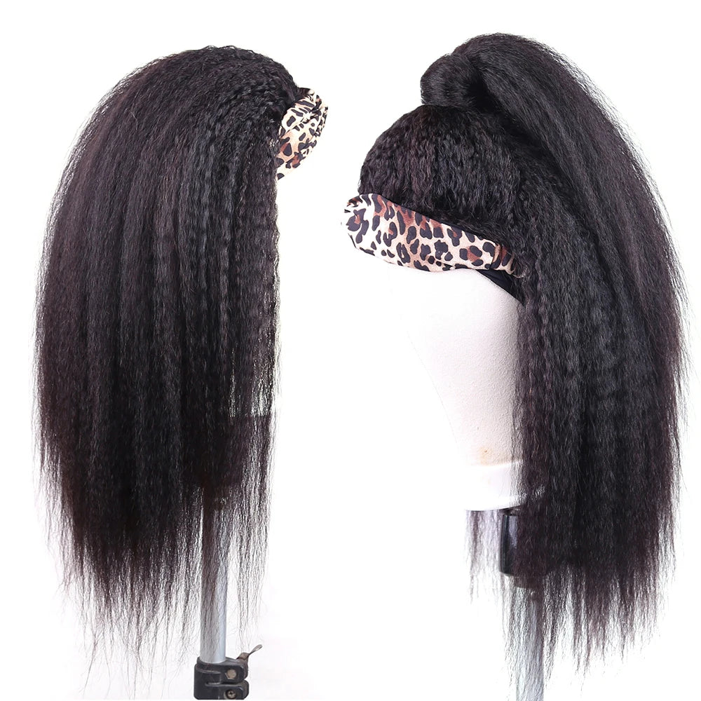 Kinky Straight Human Hair Headband Wig