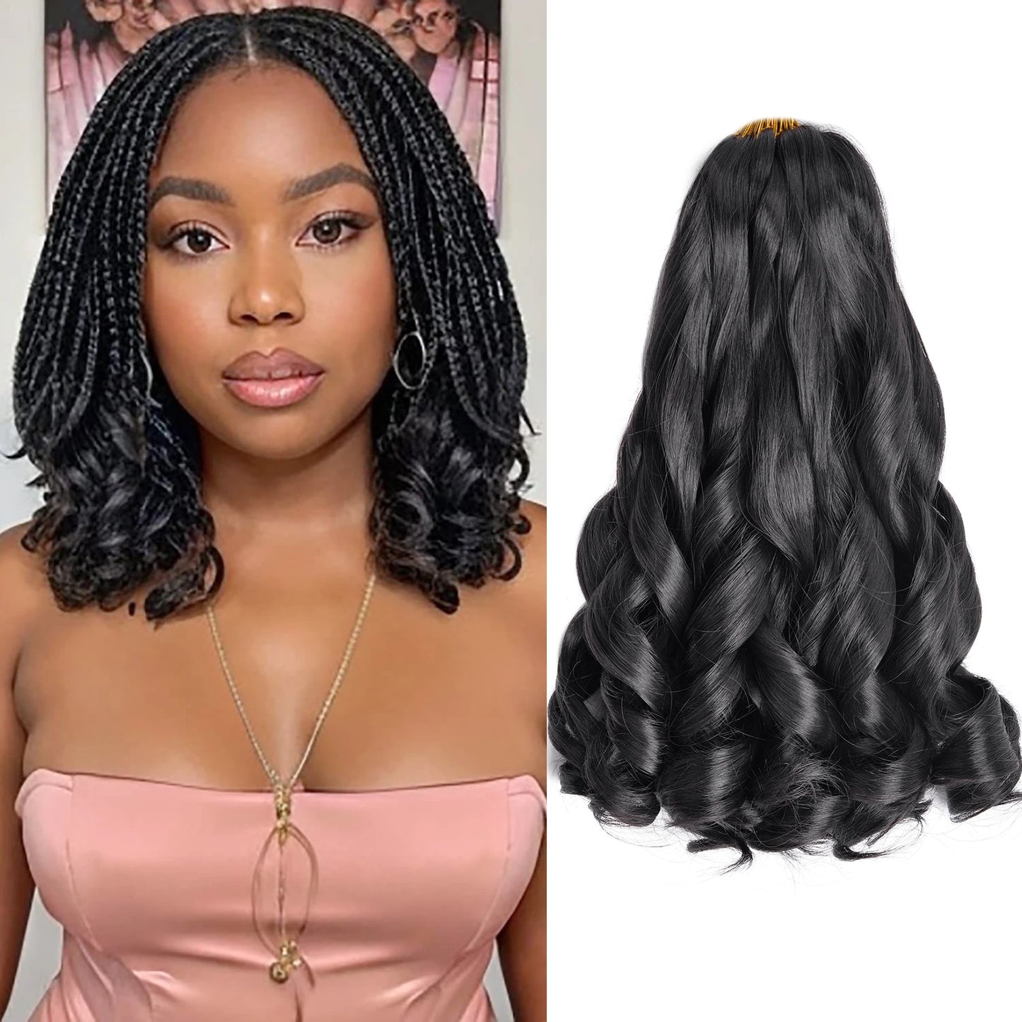 French Spiral Curls Pre Stretched Loose Synthetic Braiding Hair