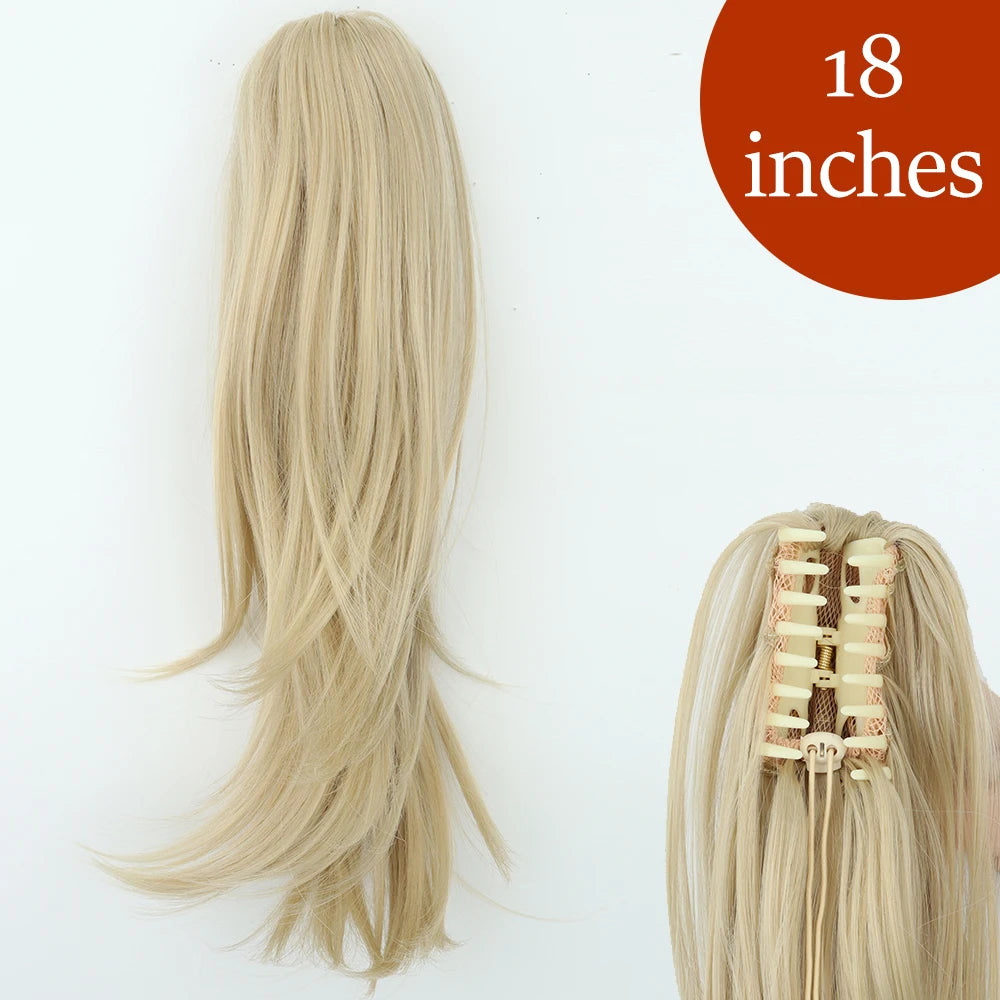 Synthetic Long Straight Claw Clip On 24Inch Ponytail